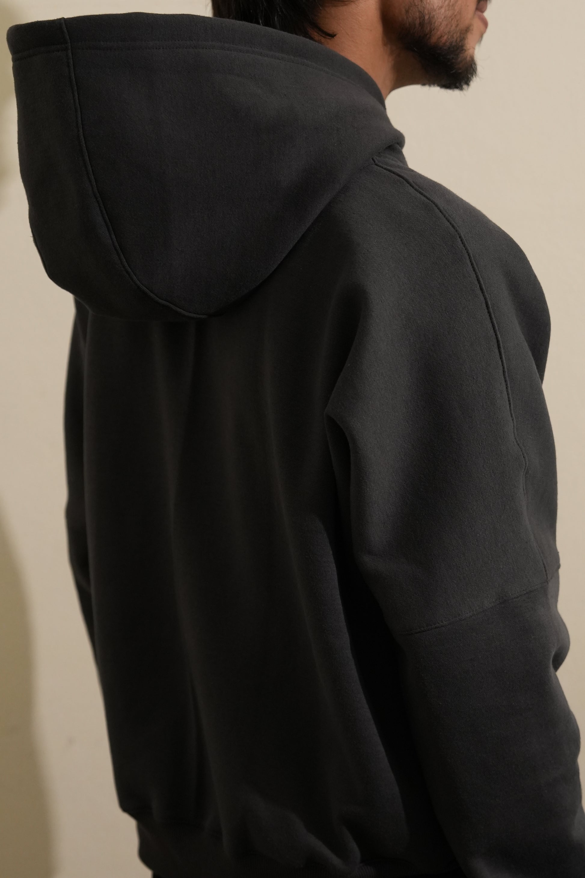 “The HOOD oversized unisex hoodie in Metal gray with 27335 designer label”