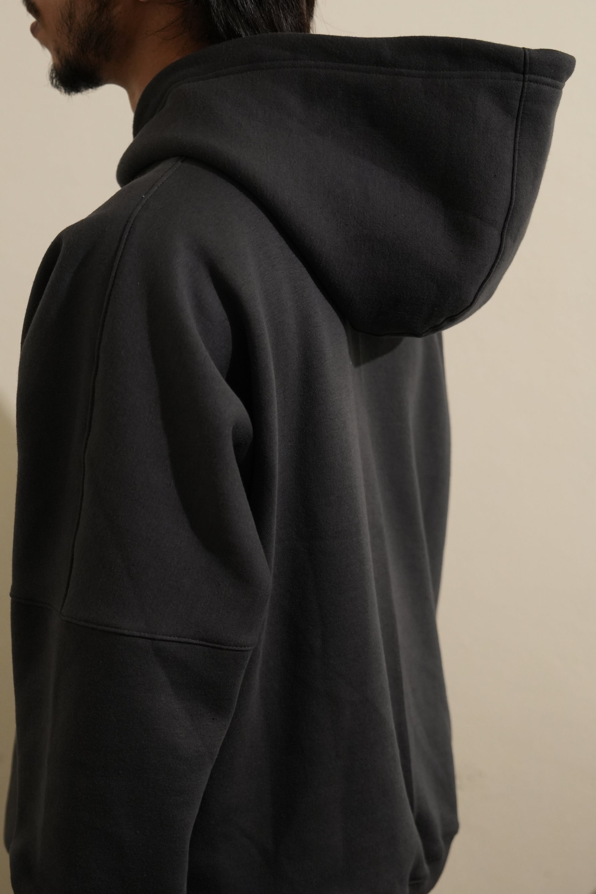 “The HOOD oversized unisex hoodie in Metal gray with 27335 designer label”